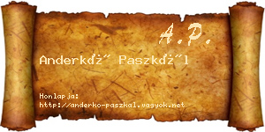 Anderkó Paszkál névjegykártya